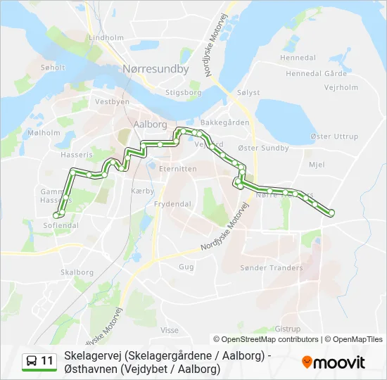 11 bus Linjekort