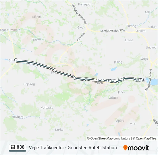 838 Bus Line Map