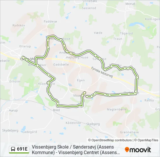 691E Bus Line Map