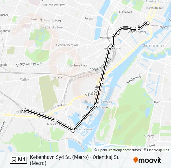 M4 bus Linjekort