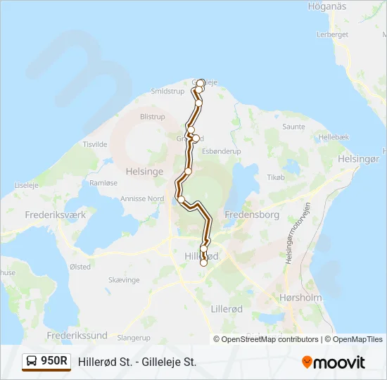 950R Bus Line Map
