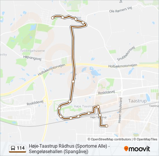 114 bus Line Map