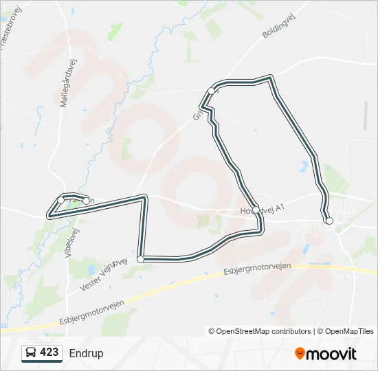 423 bus Linjekort