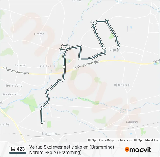423 bus Linjekort