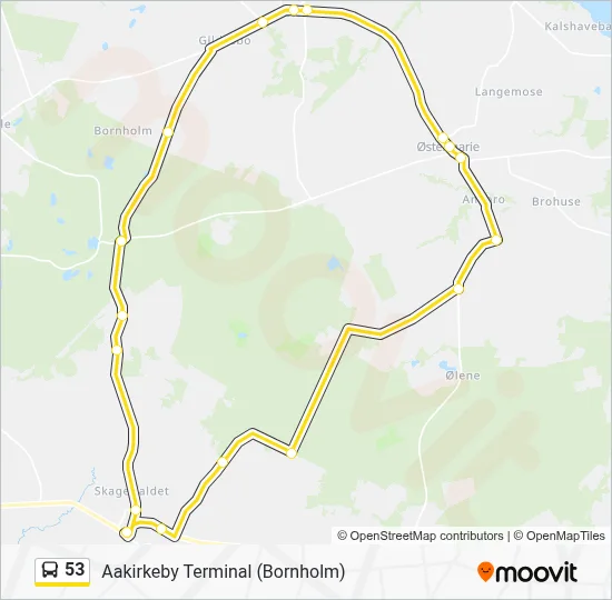 53 bus Linjekort