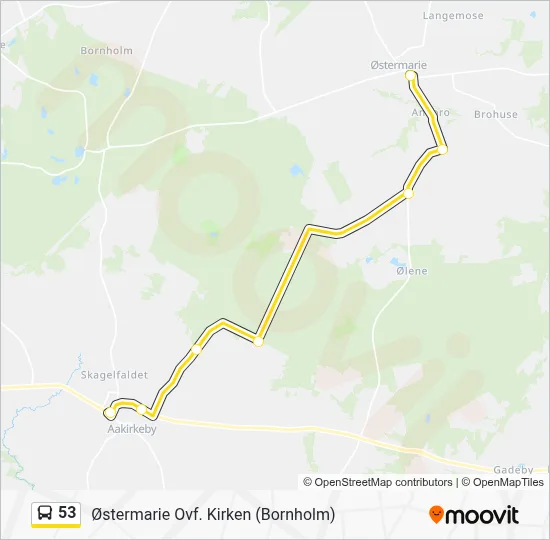53 bus Linjekort
