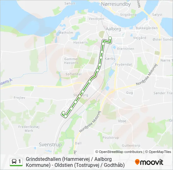 1 bus Linjekort