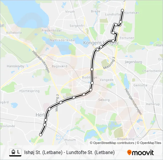L bybane Linjekort