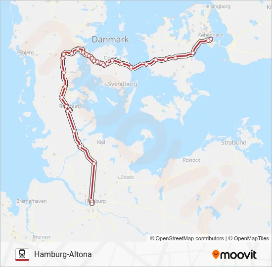 RJ jernbane Linjekort