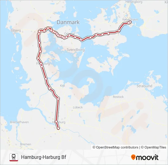 RJ jernbane Linjekort