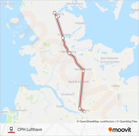 RJ jernbane Linjekort