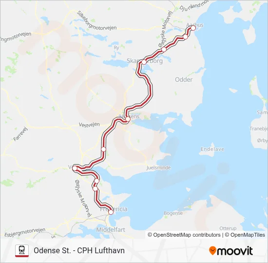 RE jernbane Linjekort