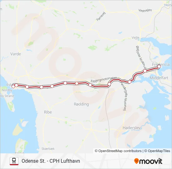 RE jernbane Linjekort