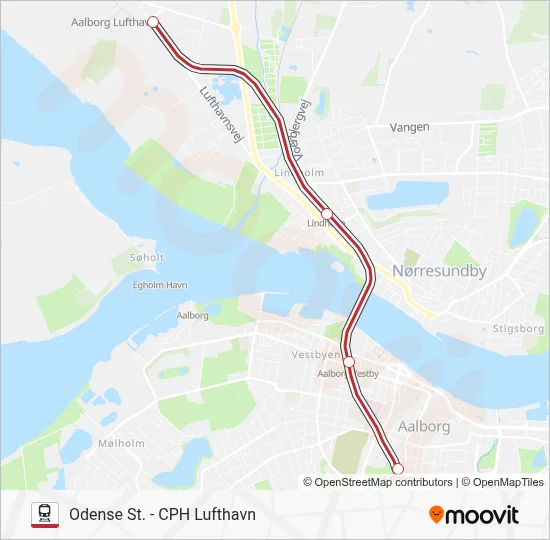 RE jernbane Linjekort
