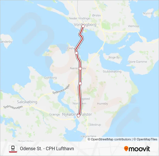 RE jernbane Linjekort