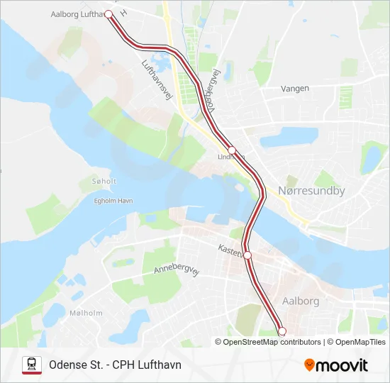 RE jernbane Linjekort