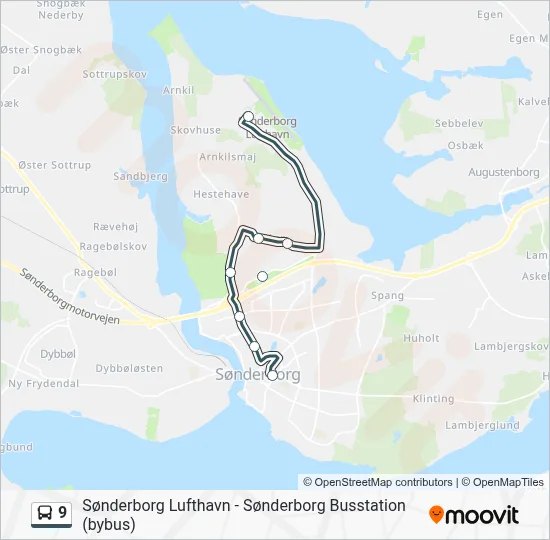 9 bus Linjekort