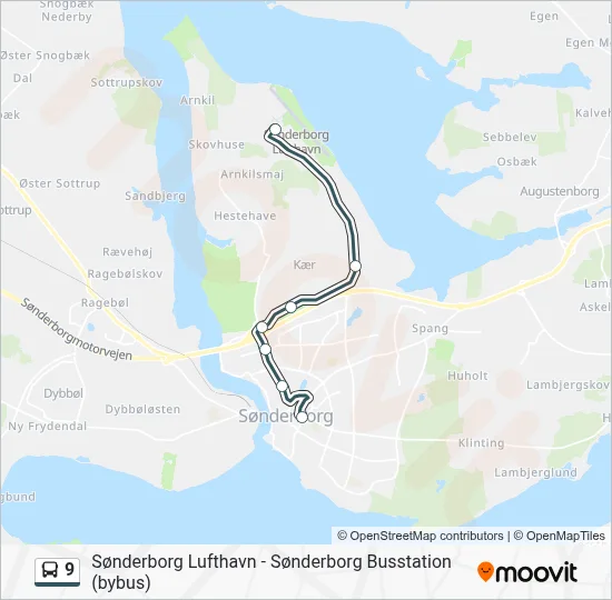 9 bus Linjekort