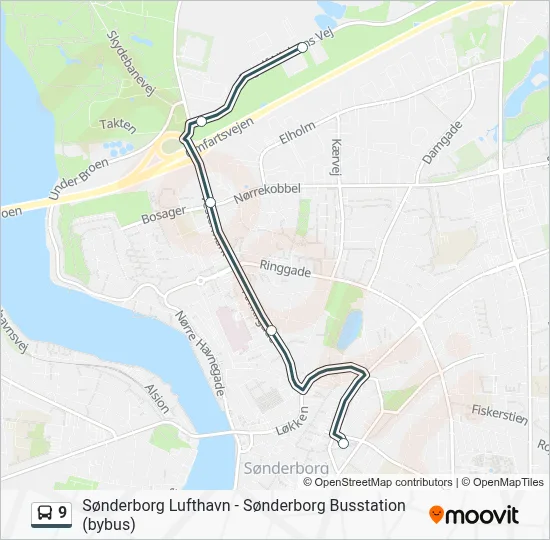 9 bus Linjekort
