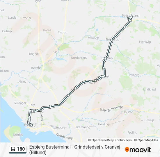 180 bus Linjekort