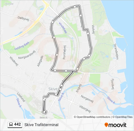 442 bus Linjekort