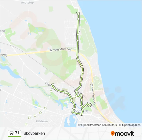 71 bus Linjekort