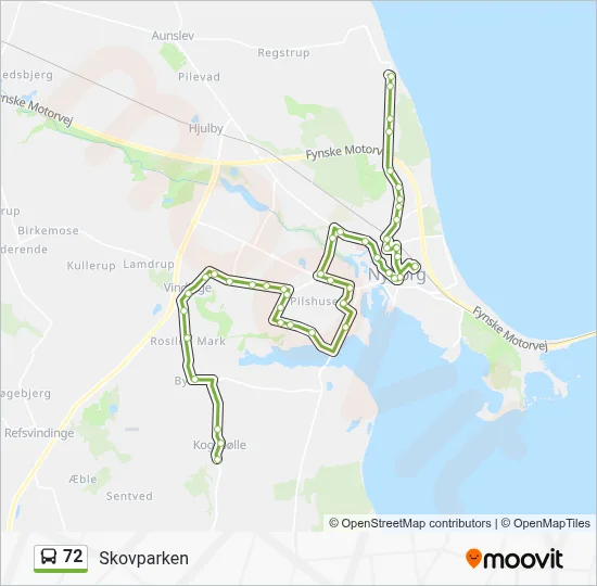 72 bus Linjekort
