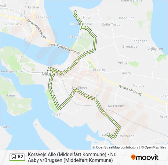 82 bus Linjekort