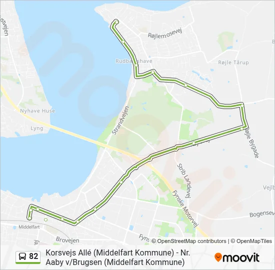 82 bus Linjekort