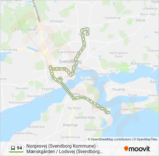 94 bus Linjekort