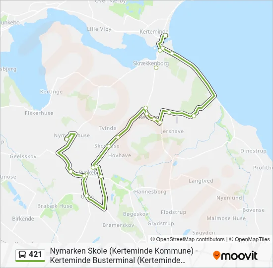 421 bus Linjekort