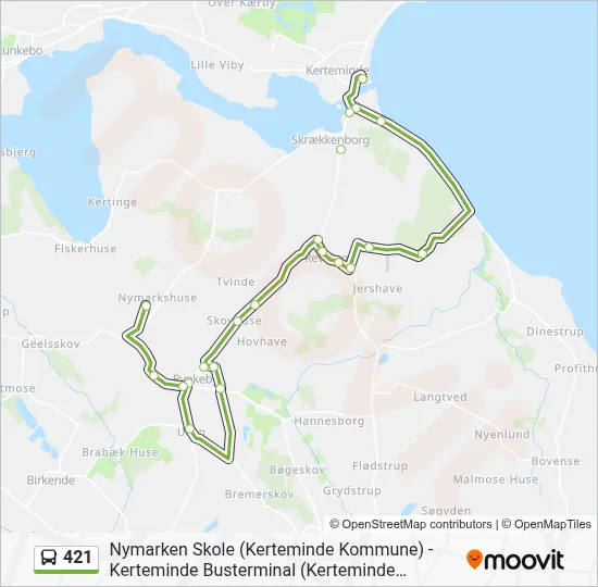 421 bus Linjekort