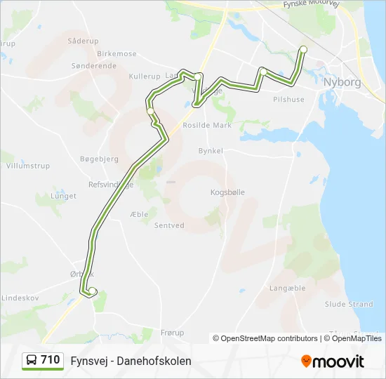 710 bus Linjekort