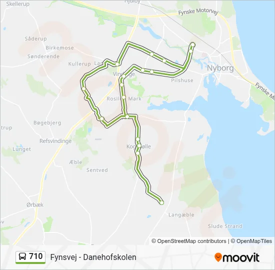 710 bus Linjekort