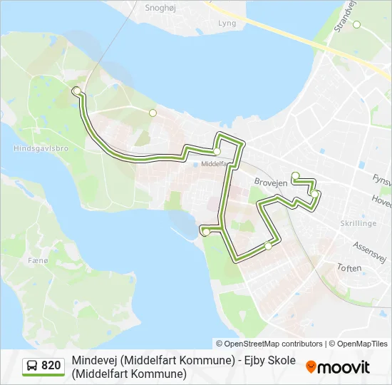 820 bus Linjekort