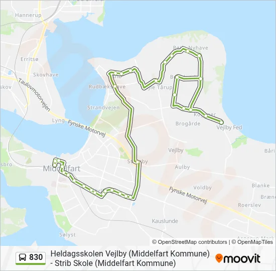 830 bus Linjekort