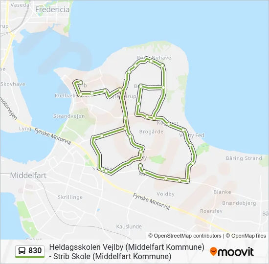 830 bus Linjekort