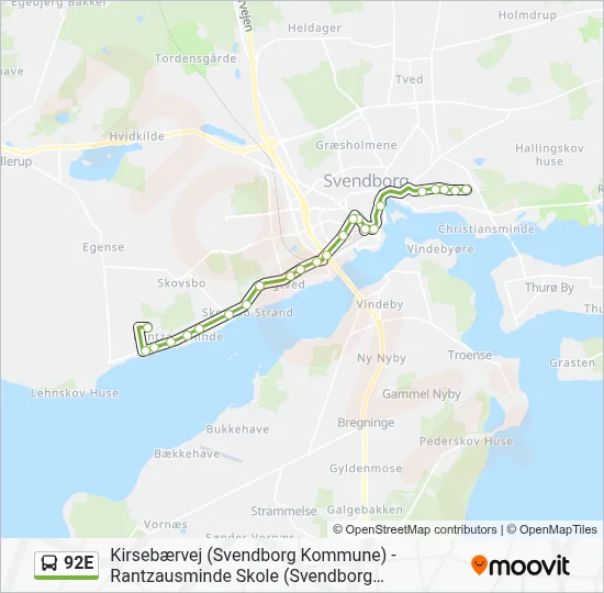 92E bus Linjekort