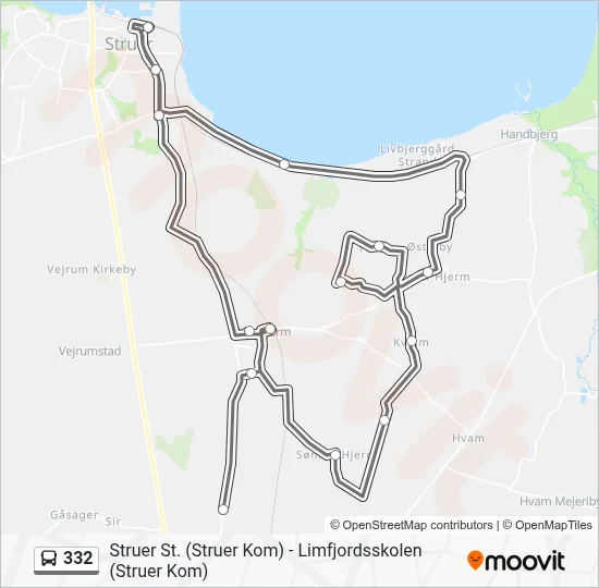332 bus Linjekort