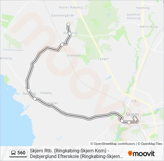 560 bus Linjekort