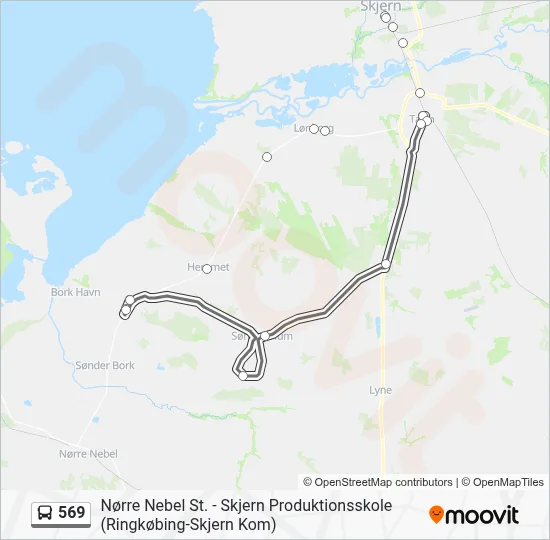 569 bus Linjekort