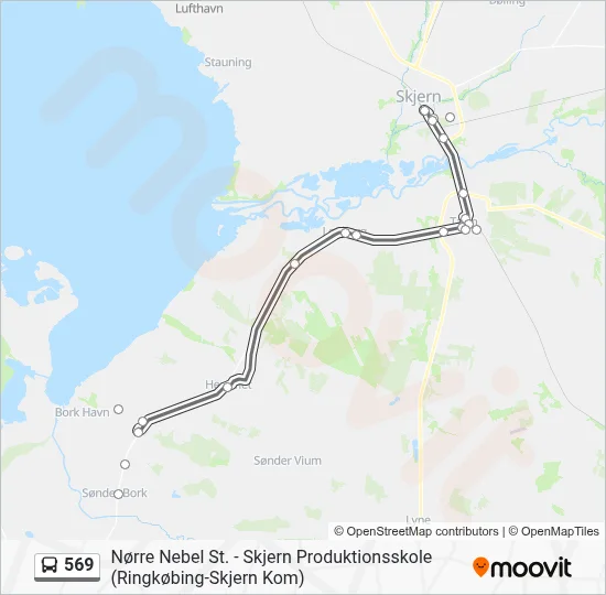 569 bus Linjekort