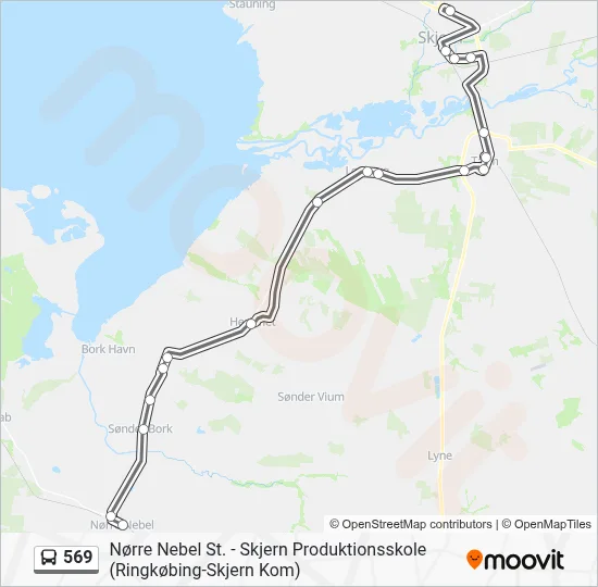 569 bus Linjekort