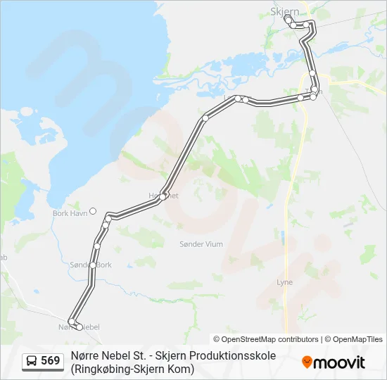 569 bus Linjekort