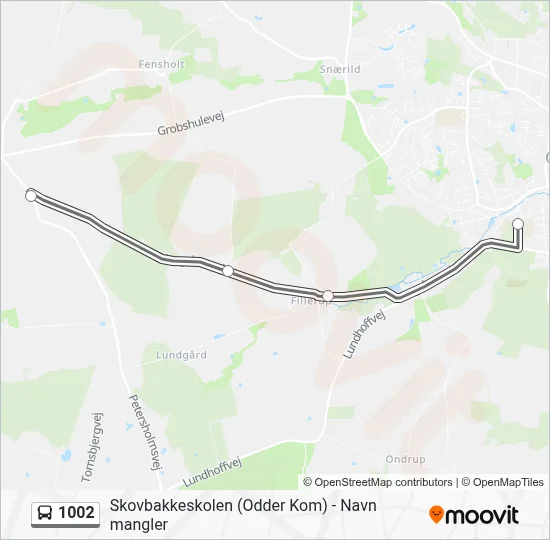 1002 bus Linjekort