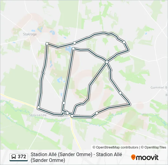 372 bus Linjekort