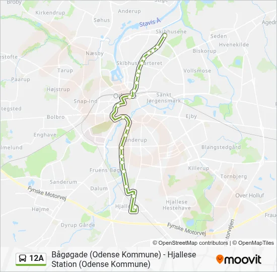 12A bus Linjekort