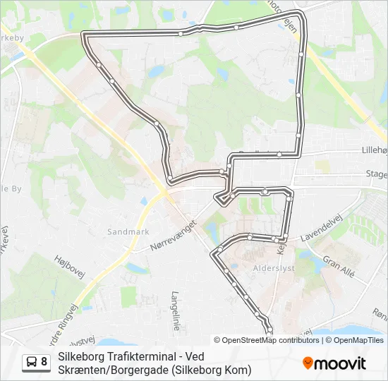 8 bus Linjekort