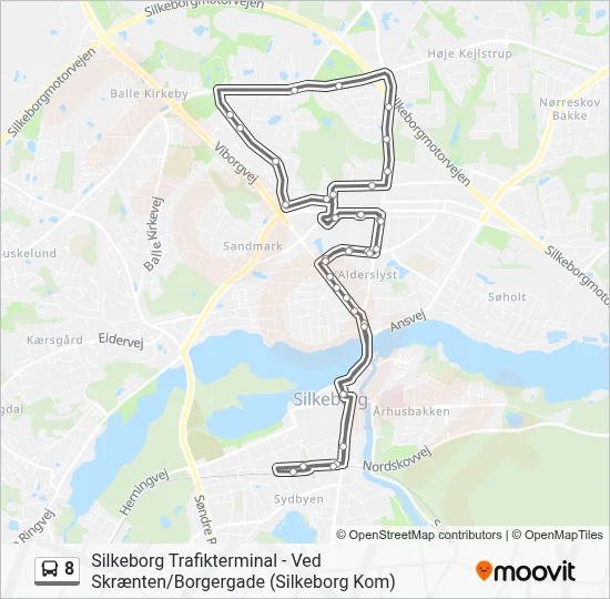 8 bus Linjekort