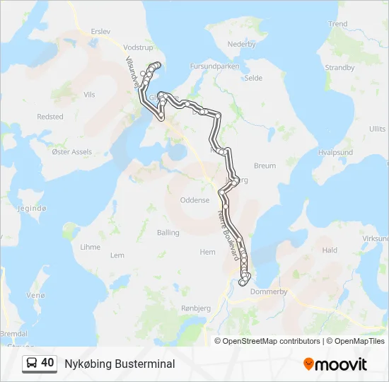 40 bus Linjekort